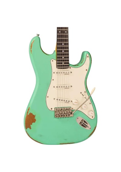 Vintage V6 Icon Elektro Gitar - Distressed Ventura Green