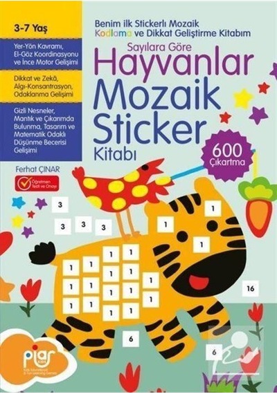Hayvanlar Mozaik Sticker Kitabı Sayılara Göre 3 - 7 Yaş / Ferh...
