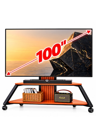 Dark Vs06 50"-100" 100 Kg Taşıma Kapasiteli Tekerlekli Büyük Ekran Tv Standı Dk-ac-vs06