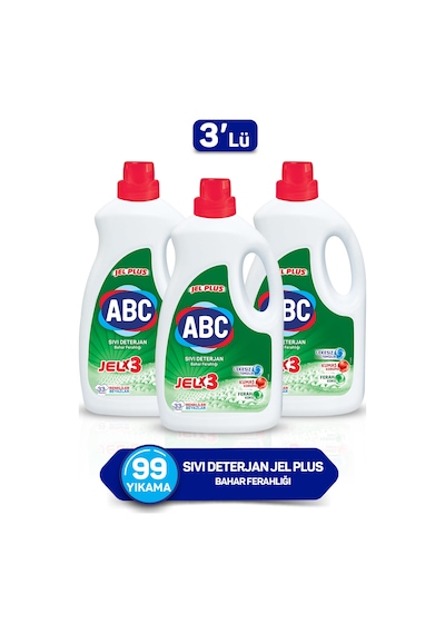 ABC Jel Plus Bahar Ferahlığı Sıvı Çamaşır Deterjanı 33 Yıkama 3 x 2145 ML