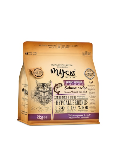 Mycat Az Tahıllı Somon Balıklı Diyet & Kısırlaştırılmış Yetişkin Kedi Maması 2 KG Mycat Az Tahıllı Somon Balıklı Diyet & Kısırlaştırılmış Yetişkin Kedi Maması 2 KG