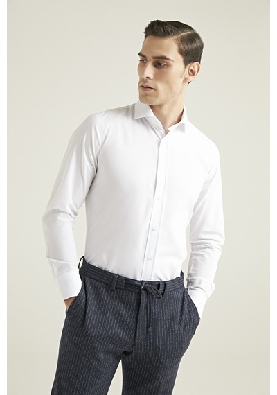 D'S Damat Ds Damat Slim Fit Beyaz Düz Nano Care Gömlek 5HF02ORTSG01 Beyaz