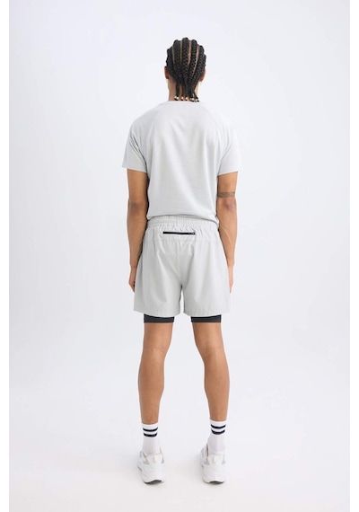 DeFactoFit Slim Fit Dar Kesim Fermuarlı Telefon Cepli Sporcu Taytlı Şort Z2147AZ25SPGR91