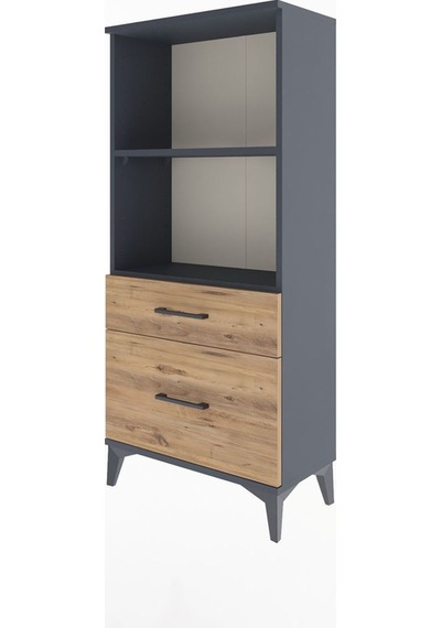 Arges Dolap 2 Raflı 2 Çekmeceli 60x30x134 Antrasit-çam Antrasit