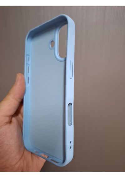 Apple Uyumlu iPhone 17 Logolu İçi Kadife Silikon Lansman Kılıf Bebe Mavi
