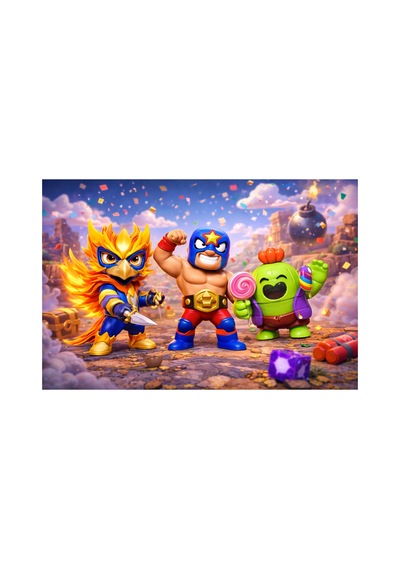 3 Lü Brawl Stars Oyun Karakteri Özel Set El Primo - Anka Crow - Spike 3d Dekoratif 8cm Figür