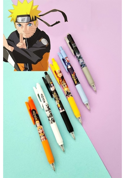 Naruto Tükenmez Kalem Renkli 6'li Set Kalem