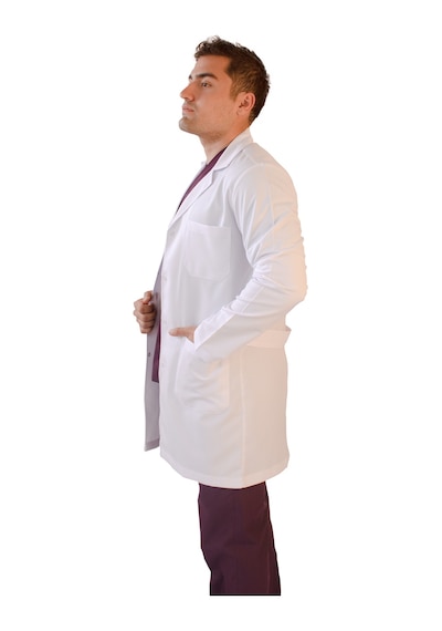 Vayteks Gömlek Yaka Orta Boy Beyaz Erkek Doktor Öğretmen Laboratuvar Önlüğü Beyaz