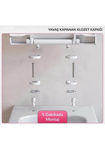 Nevora Klozet Kapağı Termoplastik Yavaş Kapanan Yarım Daire Formlu