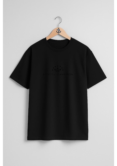 Oversize Scotty Cameron Göğüs Tasarımlı Unisex T-shirt Siyah