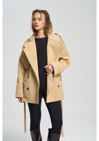 Mai Collection Mai Studios Co. Tyra Camel Kemerli Kısa Trençkot CAMEL