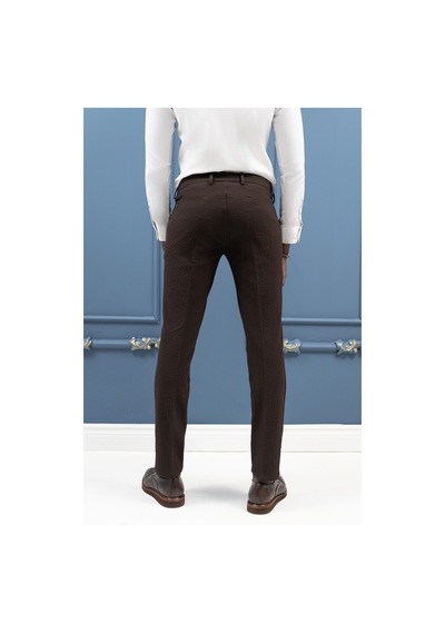 Ecer Regular Fit Yan Cepli Kışlık Gofre Kumaş Pantolon Koyu Kahve