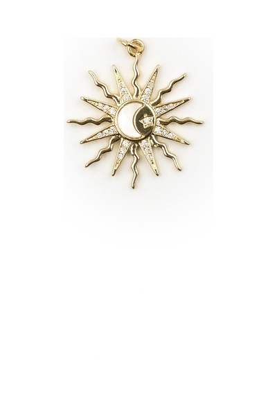 Taşlı Güneş Model Xuping Kolye Ucu Gold 14k Renk, Zirkon Mıhlama, 2.5 Cm Çok renkli