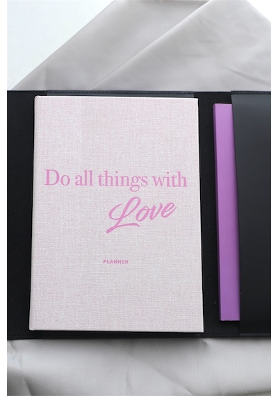 15x21 Keten Süresiz Planlayıcı Ajanda Defter Pembe
