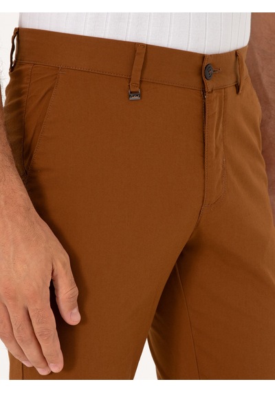 Cacharel Açık Kahverengi Slim Fit Pamuk Karışımlı Kanvas Pantolon
