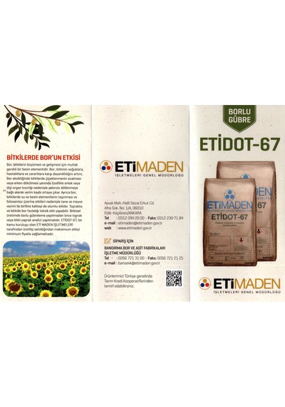 Etidot 67 Borlu Gübre 20 KG Toz Zirai Bor