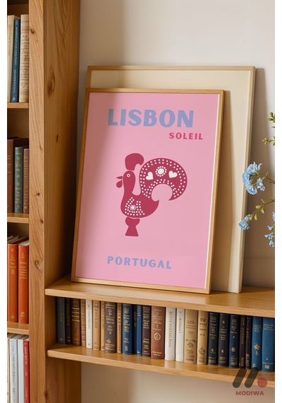 Lizbon Portekiz Posteri, Ahşap Çerçeveli Duvar Tablosu - Seyahat Severlere Hediye