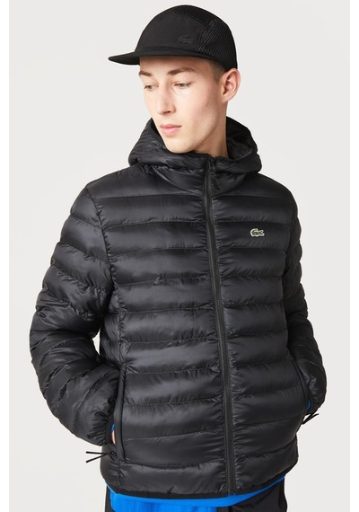 Lacoste Syntehic Fill Jacket Sabit Kapüşonlu Erkek Şişme Mont Siyah Siyah