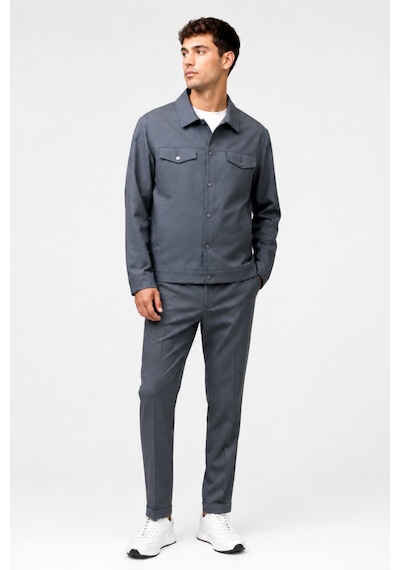 İmza 6 Drop Slim Fit Esnek Takım Elbise 1001260176 Lacivert - Gri