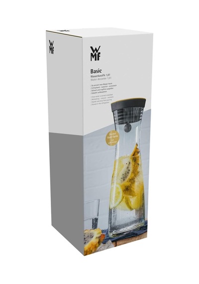 Basic Cam Su Sürahisi, 1 L, Kapaklı, Silikon Kapaklı, Akıllı Kapak Teknolojisi, Altın Renk Kapak