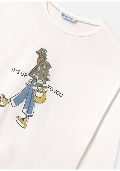 Kız Çocuk Uzun Kol Sweatshirt Ekru 7019 Ekru