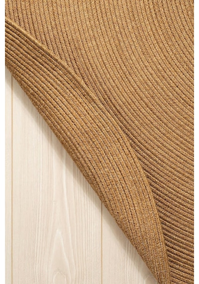 Nostera Örgü Hasır Görünümlü Yuvarlak Daire Dekoratif Kilim Kahverengi