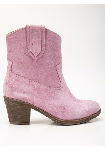 Analin Shoes Kadın Hakiki Deri Western Kovboy Bot Pembe Süet