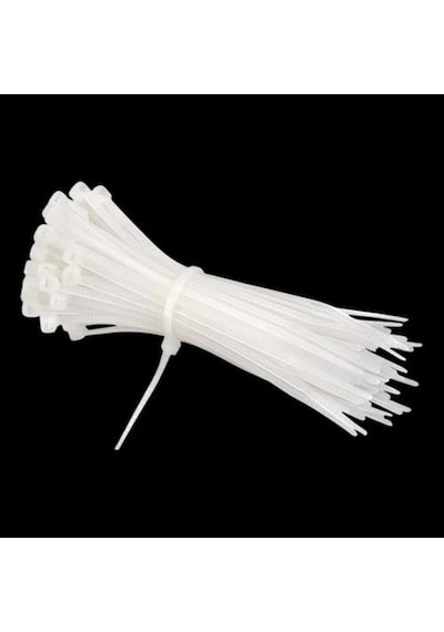Plastik Cırt Kelepçe 100 Adet 3.6x250 Mm Beyaz Renk Zip Kablo Bağı Çok Amaçlı Bağlama 0.5 MM