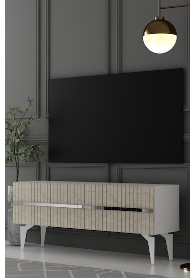 120dhdts5btg Tedy Lazer Pleksi Desenli Tv Sehpası Beyaz-traverten-gümüş 120dhdts5btg Tedy Lazer Pleksi Desenli Tv Sehpası Beyaz-traverten-gümüş