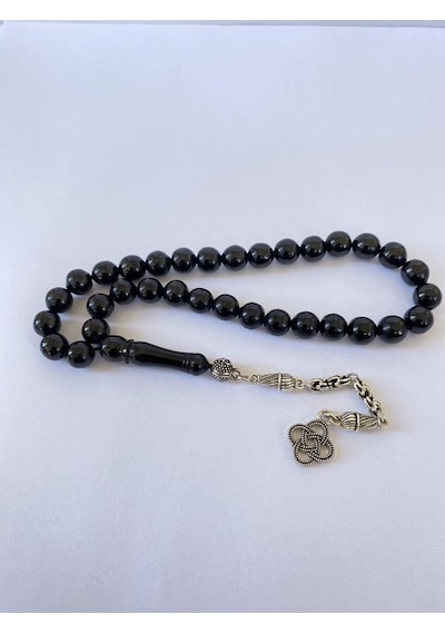 Tesbih Tsbh0275hk 925 Ayar Gümüş Püsküllü Küre Kesim Erzurum Oltu Taşı Tesbih