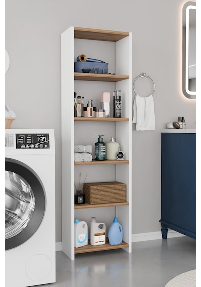 Alpaevmobilya Ahşap 5 Raflı 150 Cm Çok Amaçlı Açık Banyo Dolabı Düzenleyici Raf Ve Çamaşır Odası Dolabı Beyaz - Atlantik Çam Alpaevmobilya Ahşap 5 Raflı 150 Cm Çok Amaçlı Açık Banyo Dolabı Düzenleyici Raf Ve Çamaşır Odası Dolabı Beyaz - Atlantik Çam