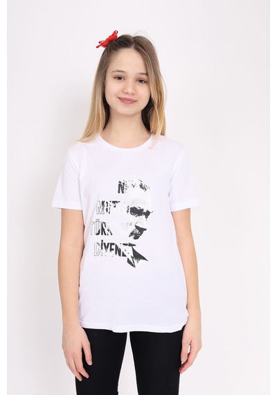 Toontoy Unisex Çocuk Atatürk Baskılı Tişört Beyaz