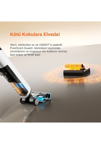 Uwant  D500  Vakum + Mop Kendini Temizleme Özellikli 17.000Pa Islak Kuru Şarjlı Süpürge