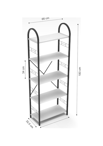 Metal Kitaplık Beyaz 180 Cm Çok Renkli