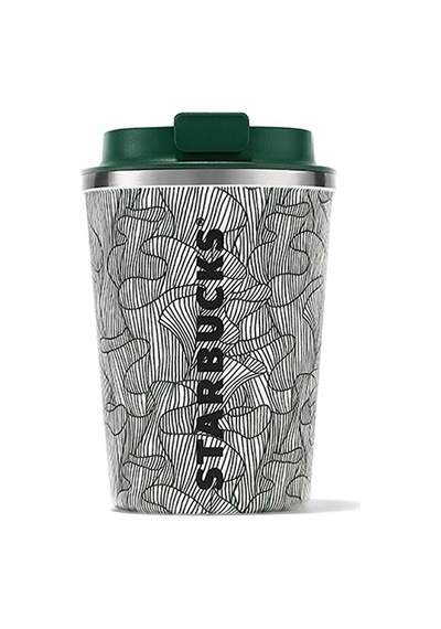 Starbucks Yeşil Beyaz Desenli Çelik Termos Bardak 355 Ml Yeşil
