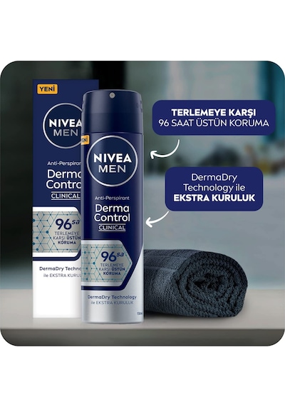 Nıvea Men Erkek Sprey Deodorant Control Clinical 150 Ml, 96 Saat Antiperspirant Koruma,ekstra Kuruluk,alkolsüz Sku: Smg8690010398833