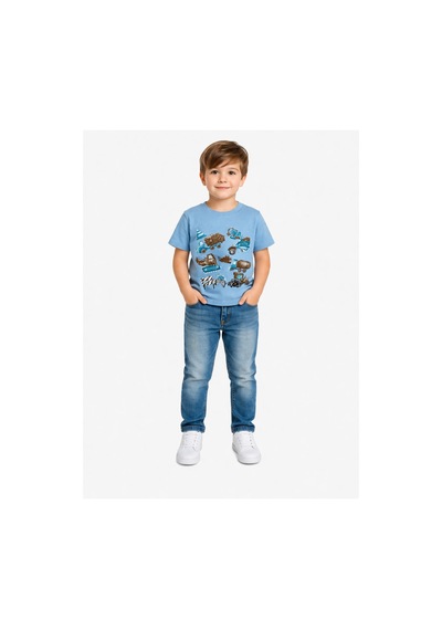 Yale Kids 1-4 Yaş Erkek Çocuk %95 Pamuklu Tişört Mavi