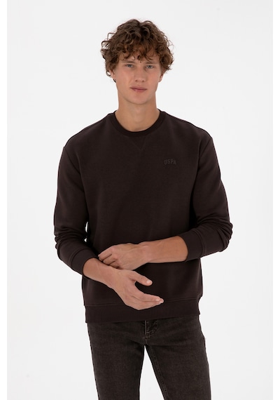 U.S. Polo Assn. Erkek Comfort Fit Bisiklet Yaka Şardonlu Kahverengi Basic Sweatshirt 50313757-VR084