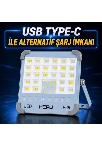 Hp-l33 Güneş Enerjili Taşınabilir Led Çalışma Lambası 150w Güç Ip66, Usb + Solar Şarj Mıknatıslı Taban