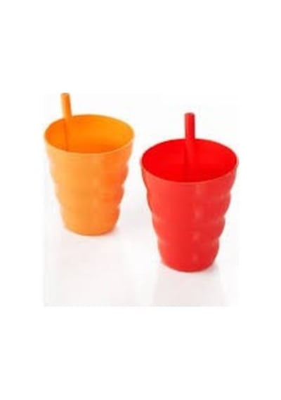 6 Adet Renkli Pipetli Plastik Bardak Pipetli Bardak  Pipet Bardak