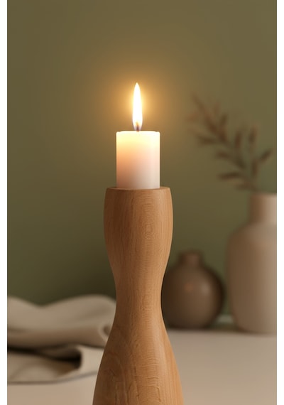 Dekoratif 3’lü Ahşap Mumluk Set Modern Minimalist Doğal Şamdan Ofis Ev Mum Standı Rustic