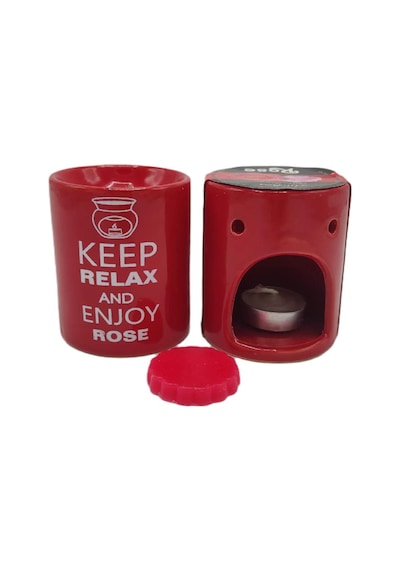 Keep Relax And Enjoy Rose Seramik Buhurdanlık ve Wax Mum
