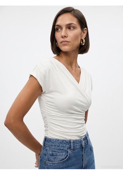 Dilvin 33157 Bra-free Büzgülü Top Ekru