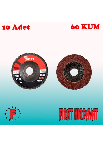 Gfb Flap Disk Zımpara 115x22 MM 60 Kum 10 Adet