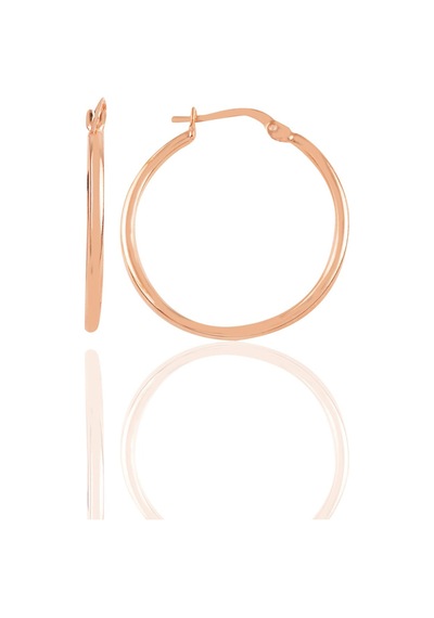 Gümüş Rose 29 Mm Şarnel Halka Küpe