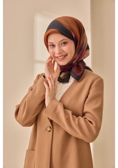 Silk Home Aura Eşarp 140002-08 Antrasit, Mürdüm, Kızıl Kahve, Yeşil, Turuncu