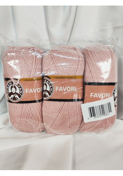 Favori Pudra Pembe El Örgü İpi 3 Adet - Renk: 001