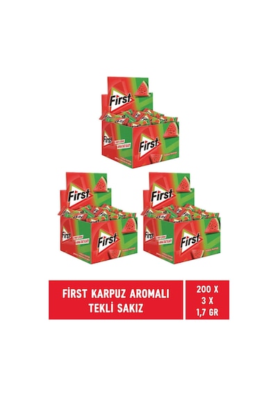 First Karpuz Aromalı Tekli Sakız 3 x 200'lü