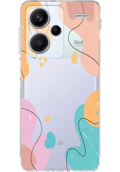 Xiaomi Redmi Note 13 Pro Plus Uyumlu Kamera Korumalı Karışık Renkler Şeffaf Kılıf Şeffaf