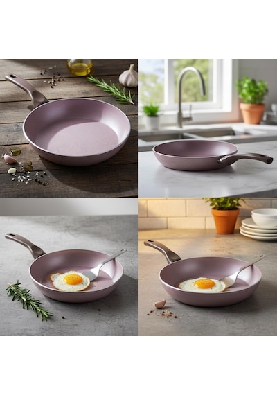 Papilla Buz 24 Cm Tava - Shadow Krem Kırçıl Granit Efektli Yanmaz Yapışmaz Günlük Kızartma Ve Omlet Tavası Belirtilmemiş